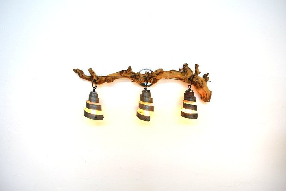 Grapevine and Wine Barrel Ring Vanity Light - Arneis - made from CA wine barrels