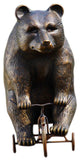 Adorable Big Bear on Little Trike Metal Yard Sculpture