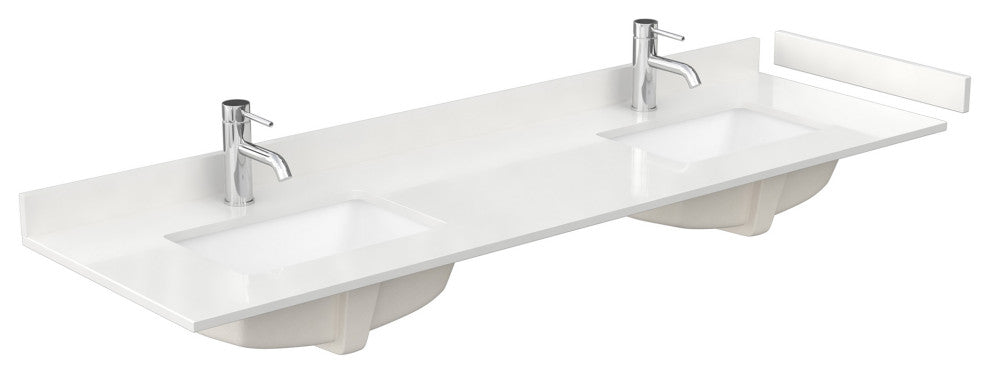 Maroni 72" Light Straw Double Vanity, White Quartz Top, 1-Hole, Nickel Trim