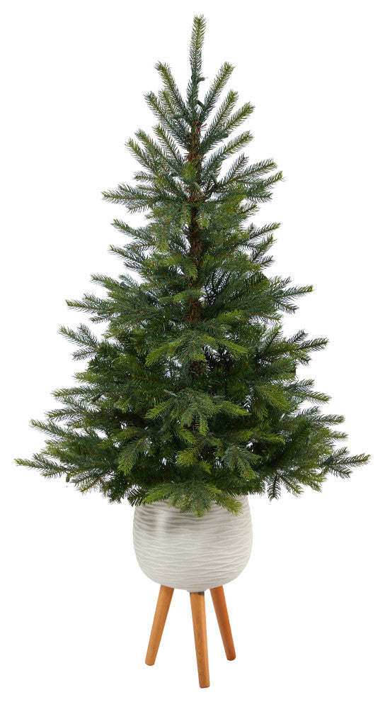 5' North Carolina Spruce Faux Xmas Tree W/Lights & 207 Bendable Branches W/Stand