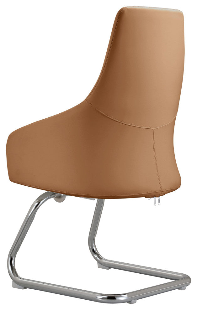 LeisureMod Celeste Leather Conference Office Chair With and Armrest, Acorn Brown