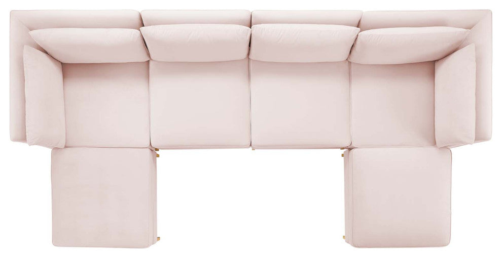 Sectional Sofa Set, Velvet, Pink, Modern, Living Lounge Hotel Lobby Hospitality