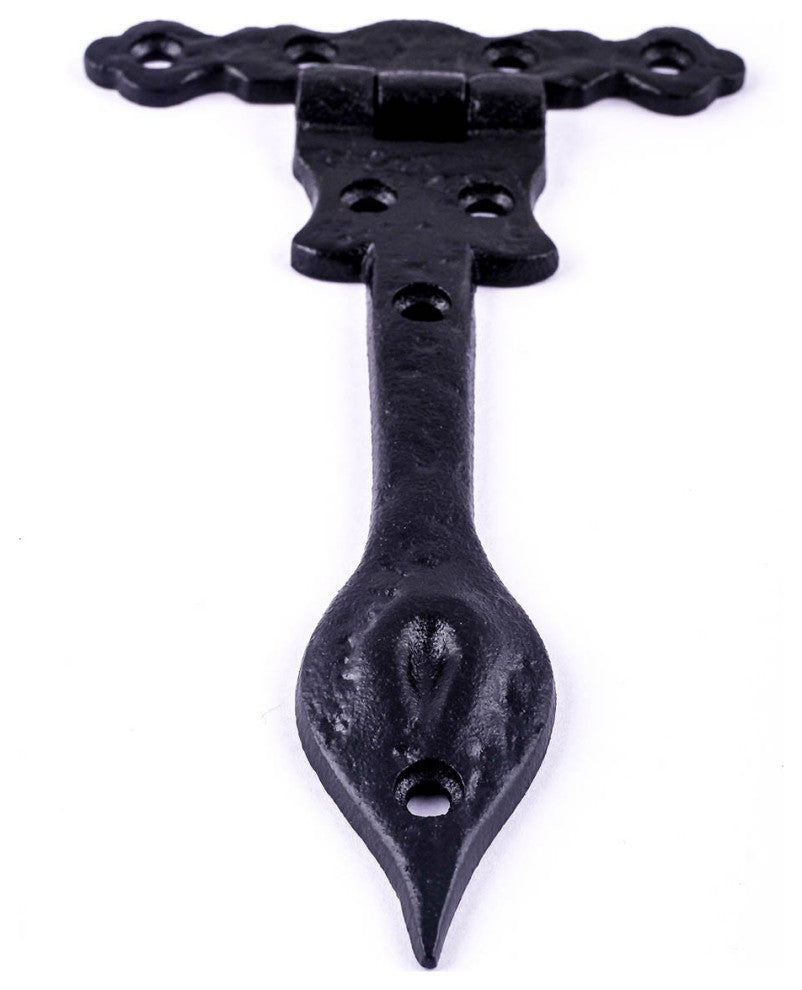 Black Hinges For Doors Wrought Iron Hinge 6 Inch Spear Tip Hardware Pack of 4