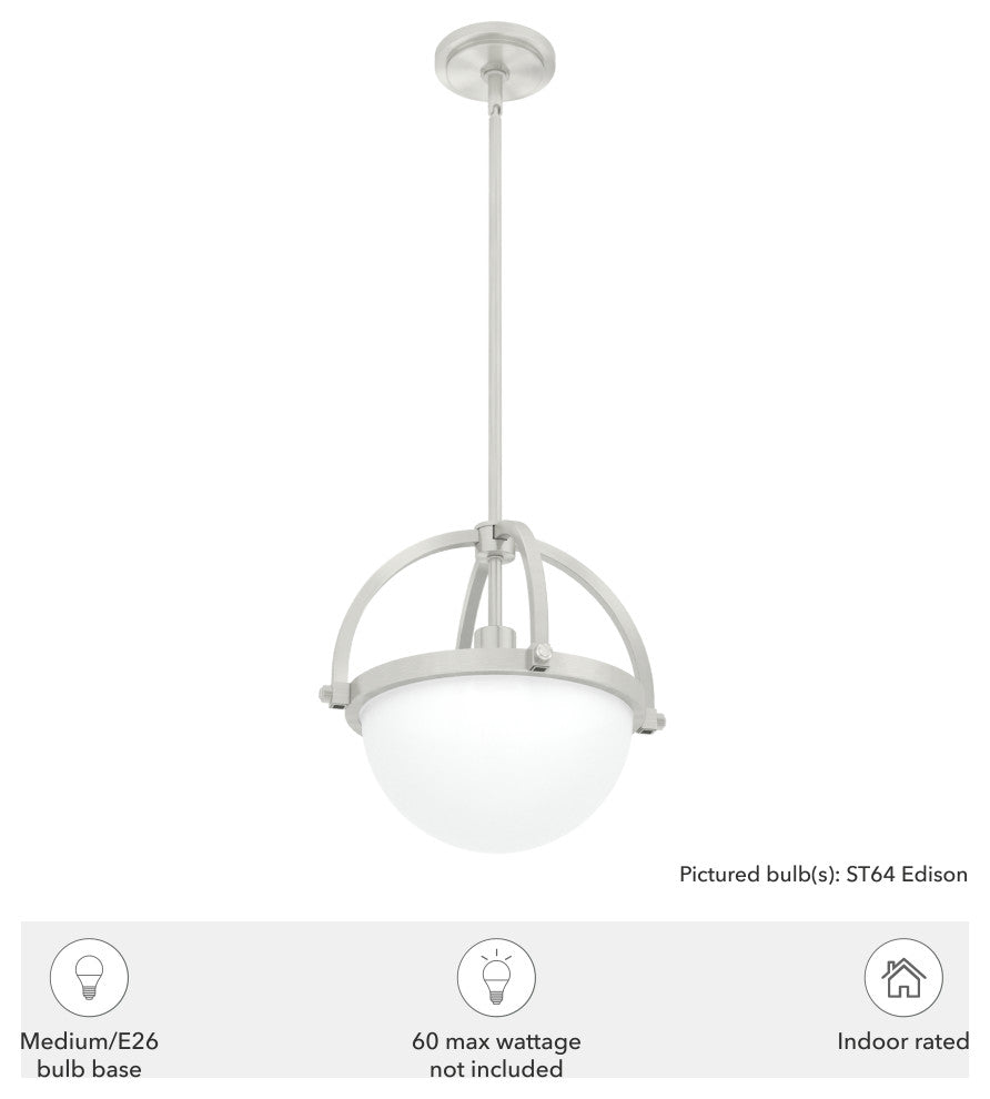 Wedgefield Brushed Nickel 1 Light Pendant Ceiling Light Fixture