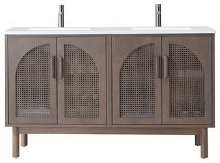 Nara Mid-Century Freestanding Bathroom Vanity, Chestnut Oak, 60"
