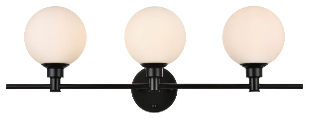 3 Light Black And Frosted White Bath Sconce