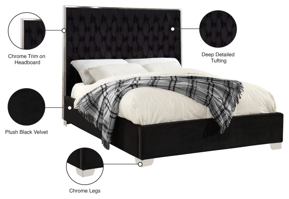 Lexi Velvet Bed, Black, King