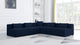 Cube Upholstered Modular Sectional, Navy, 5-Piece: 4 Armless Chair, 1 Corner Chair, Linen Texured Fabric