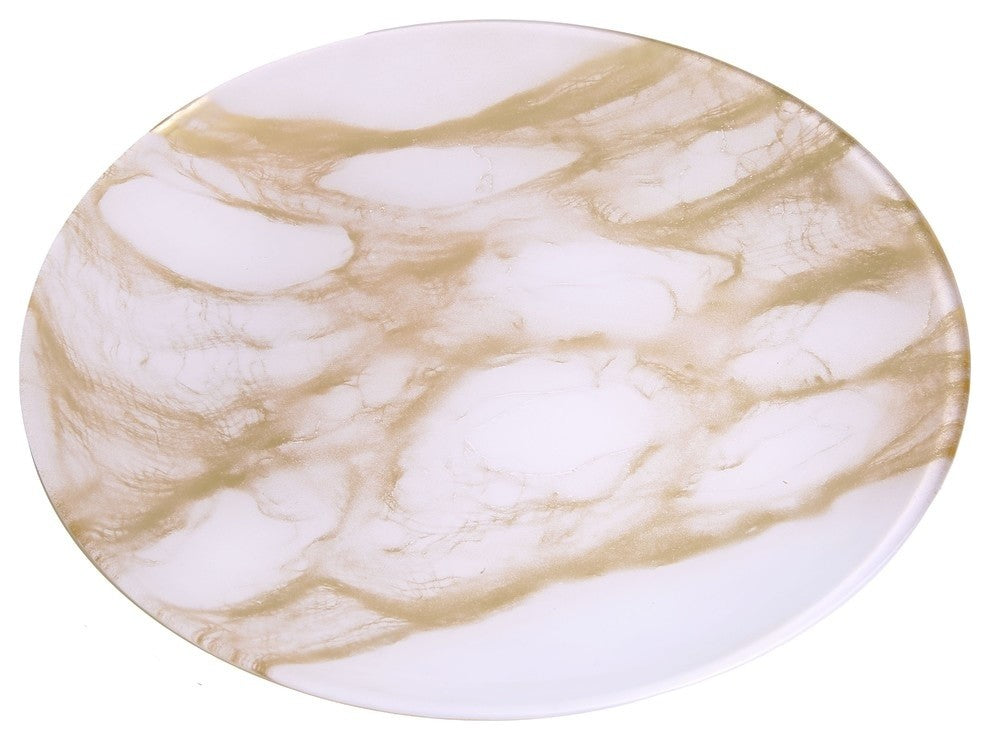 Classic Touch Gold-White Marble Chargers, Set of 4