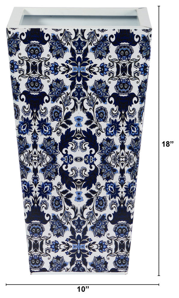 18" Oriental Blue and White Classic Metal Planter