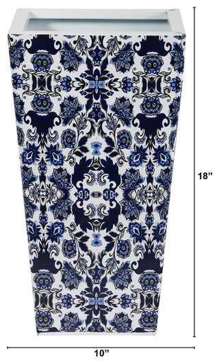 18" Oriental Blue and White Classic Metal Planter