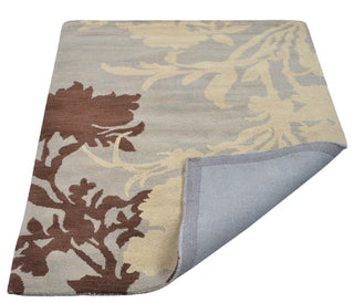 HAND TUFTED WOOL ECO-FRIENDLY AREA RUGS - Rectangle,Gray White,Floral
