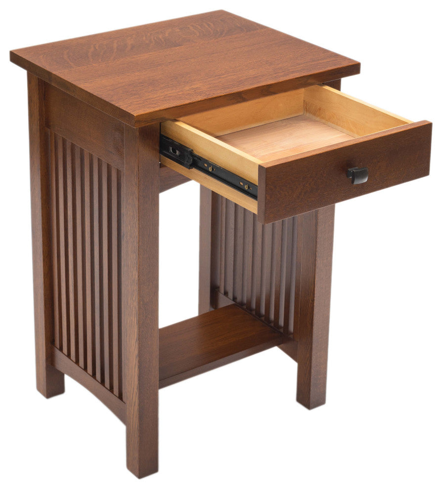 Mission Style Solid Oak 1-drawer Nightstand, Bedside Table