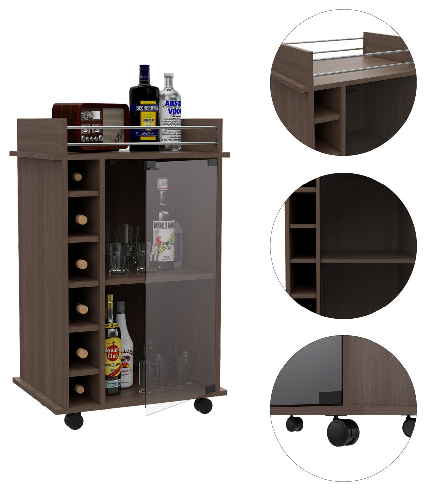 Huali Bar Cart, Smoky Oak