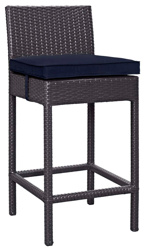 Convene Outdoor Patio Fabric Bar Stool Espresso Navy