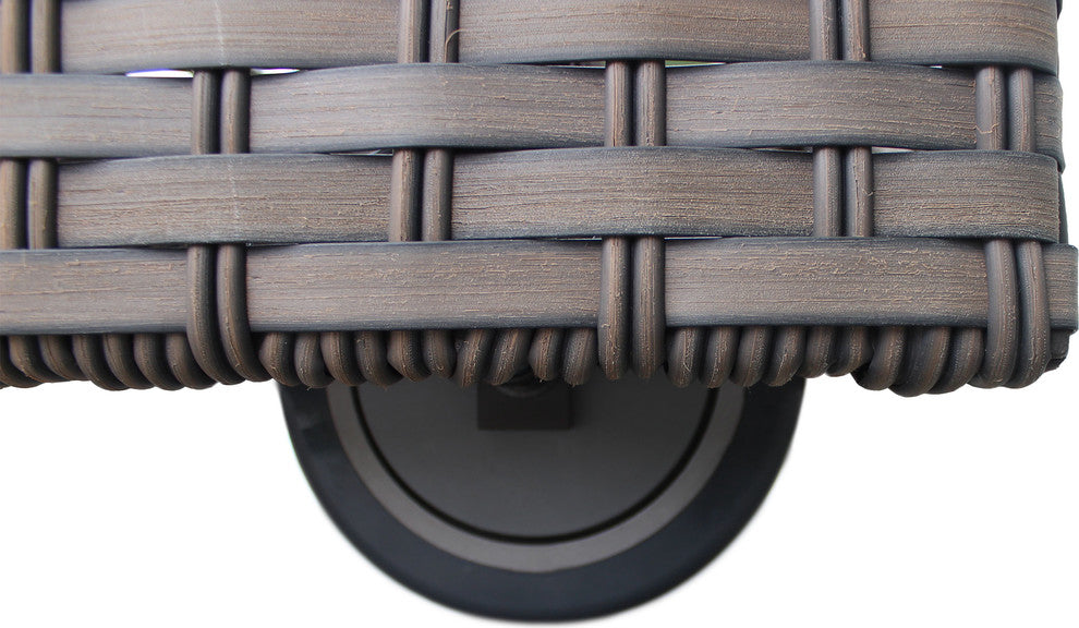Florence Wheeled Chaise Outdoor Wicker Patio Furniture and Side Table in Ash