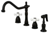 KB1790PXBS 8" Widespread Kitchen Faucet With Brass Sprayer, Matte Black