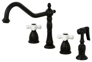 KB1790PXBS 8" Widespread Kitchen Faucet With Brass Sprayer, Matte Black