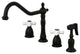 KB1790PXBS 8" Widespread Kitchen Faucet With Brass Sprayer, Matte Black