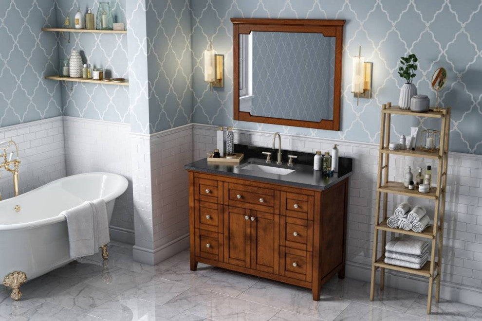 Chatham Traditional 48" Chocolate Single Sink Vanity, Black Granite Vanity Top