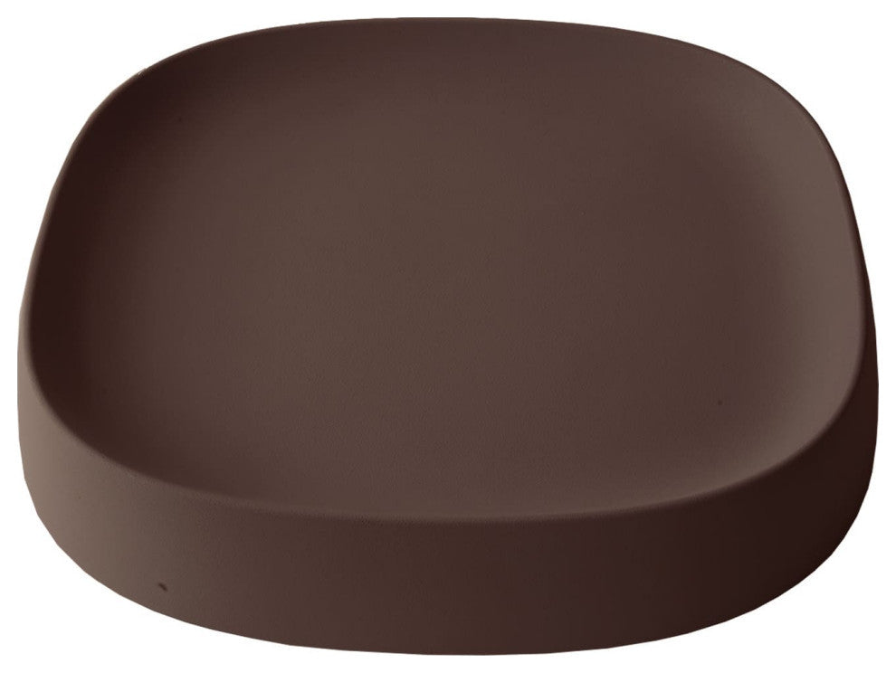 Pebble  Modern Plant Caddy with Hidden Wheels, Bark, Medium