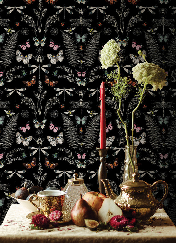 Hidden Treasures Black Peel and Stick Wallpaper