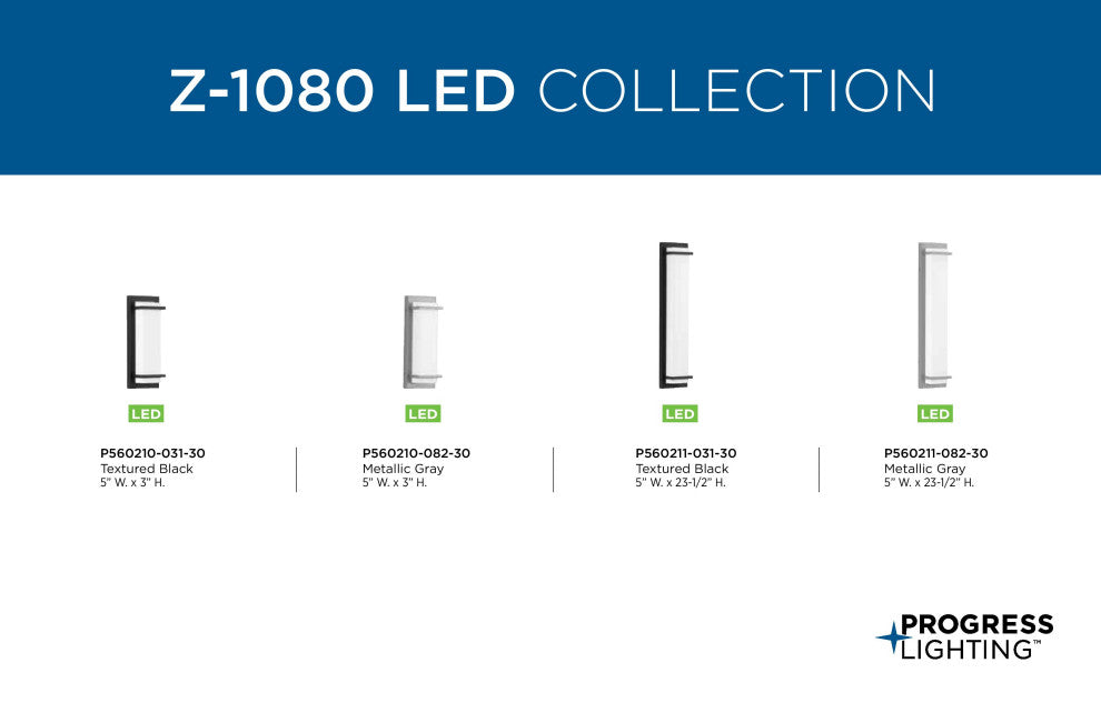 Z-1080 LED Collection Metallic Gray 1-Light Small LED Outdoor Sconce