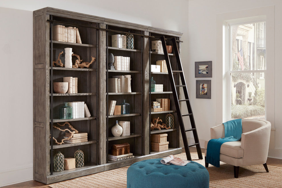 Avondale 8' Tall Bookcase Wall With Ladder