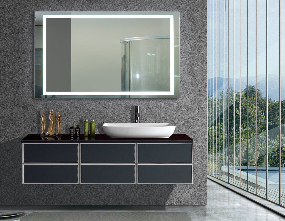 IB MIRROR Dimmable Lighted Bathroom Mirror Harmony, Crystal Clear Mirror, 55"x36"