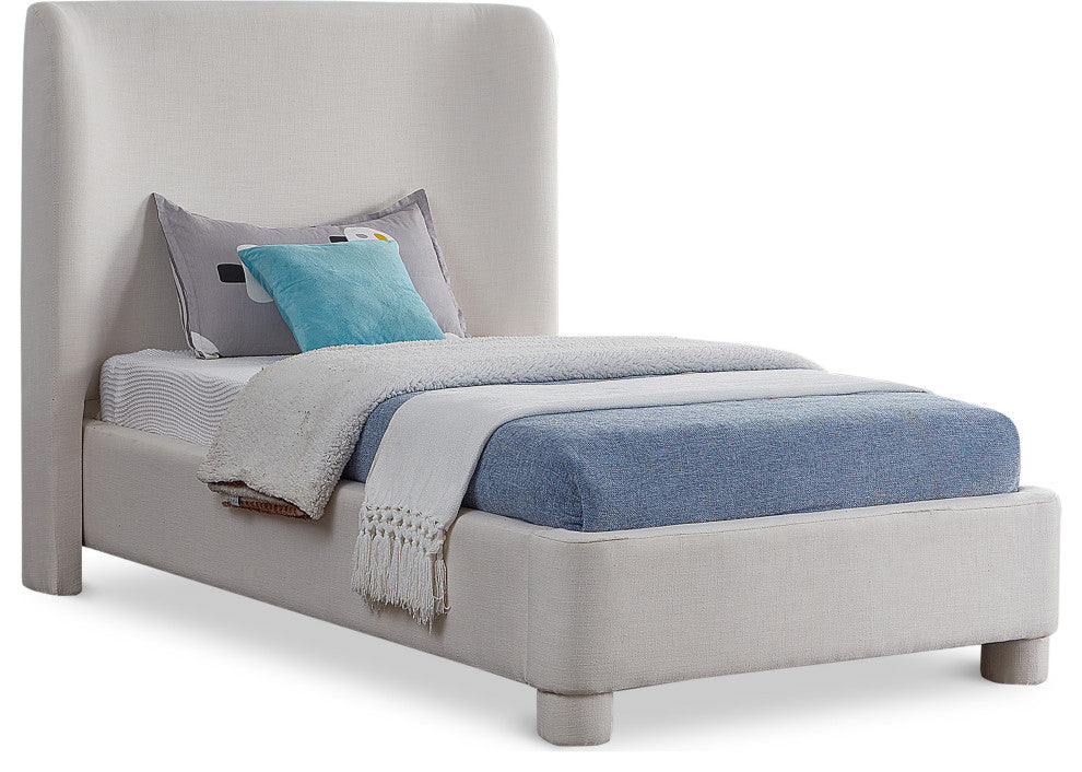 Penny Bed, Cream, Twin, Linen Textured Fabric