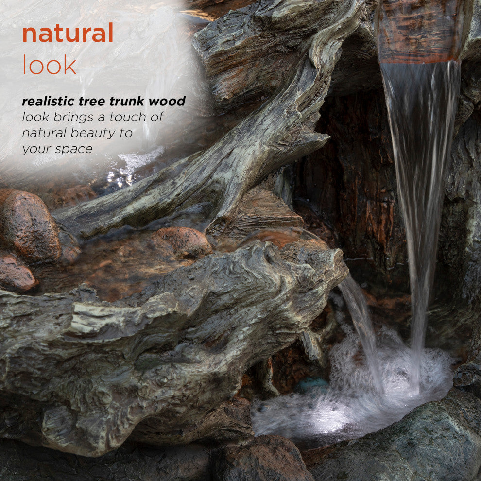 30" Outdoor 3-Tier Rainforest Cascading Waterfall Fountain With LED Lights