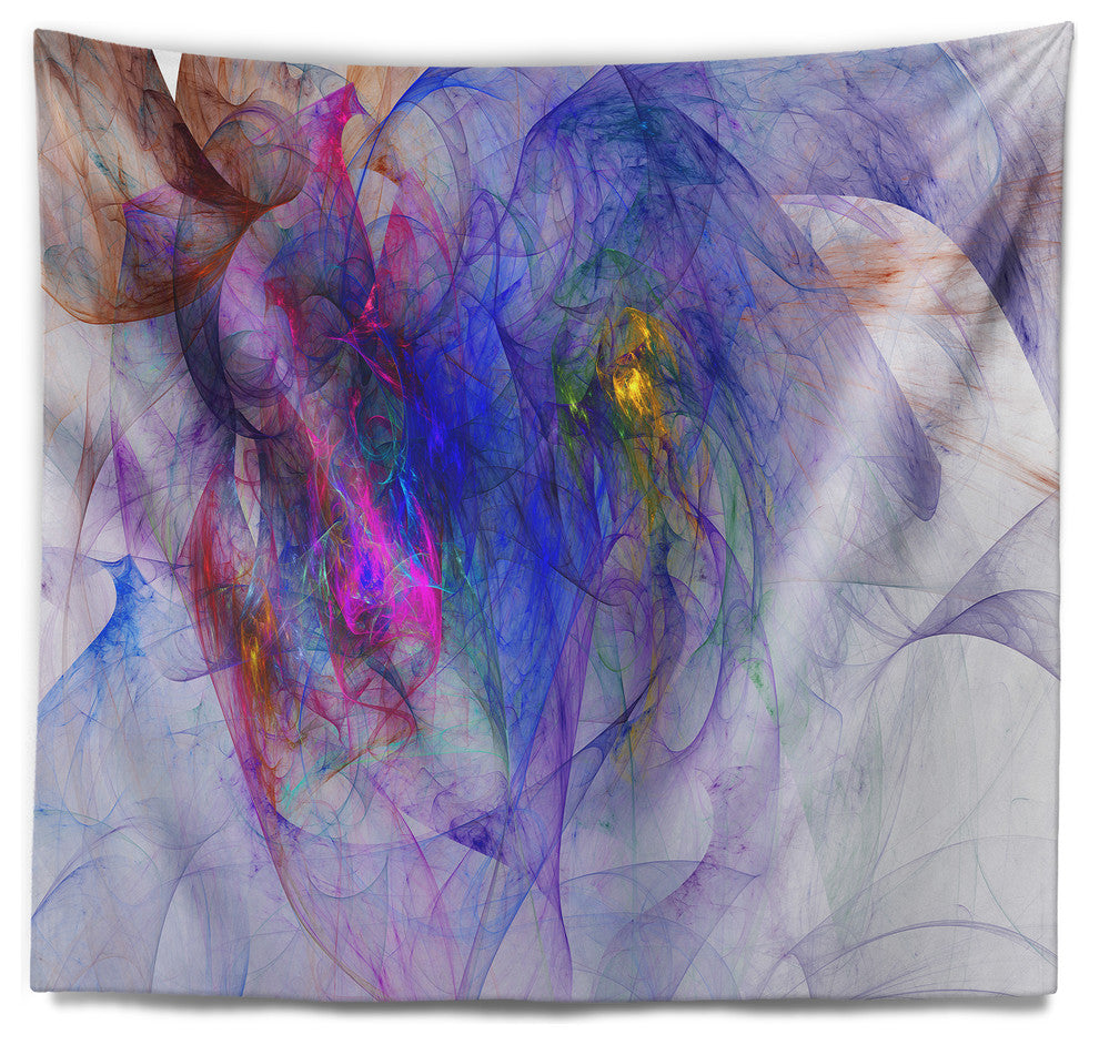 Blue Mystic Psychedelic Texture Abstract Wall Tapestry, 80"x68"