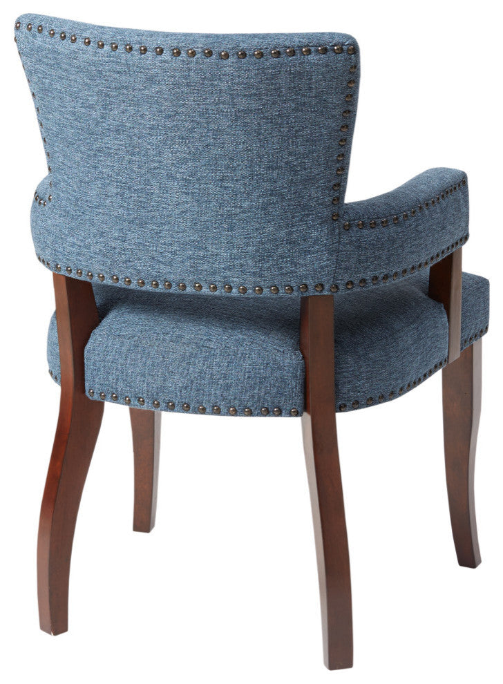 Madison Park Armed Transitional Dining Chair, Blue