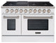 48" Slide-in Freestanding Gas Range & 6.7 Cu. Ft. Oven,8 Burners. White, White & Stainless Steel, 48"
