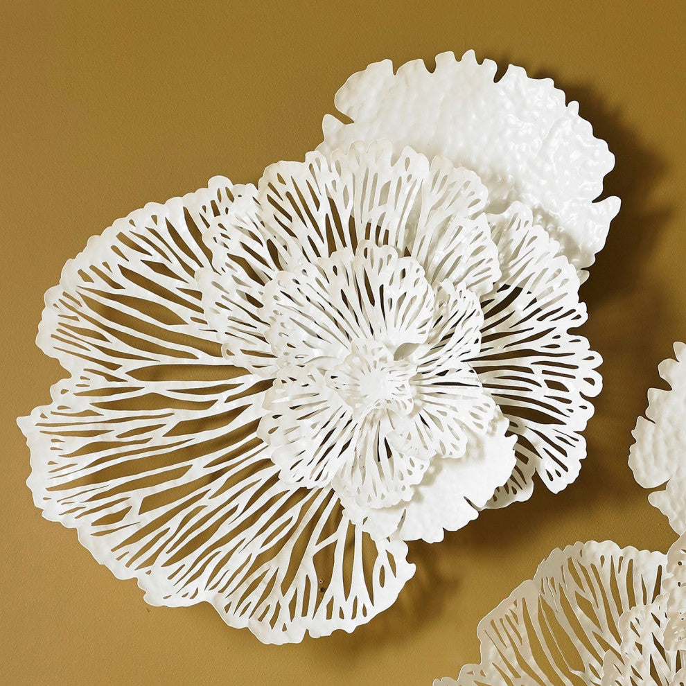 Flower Wall Art, White, Large