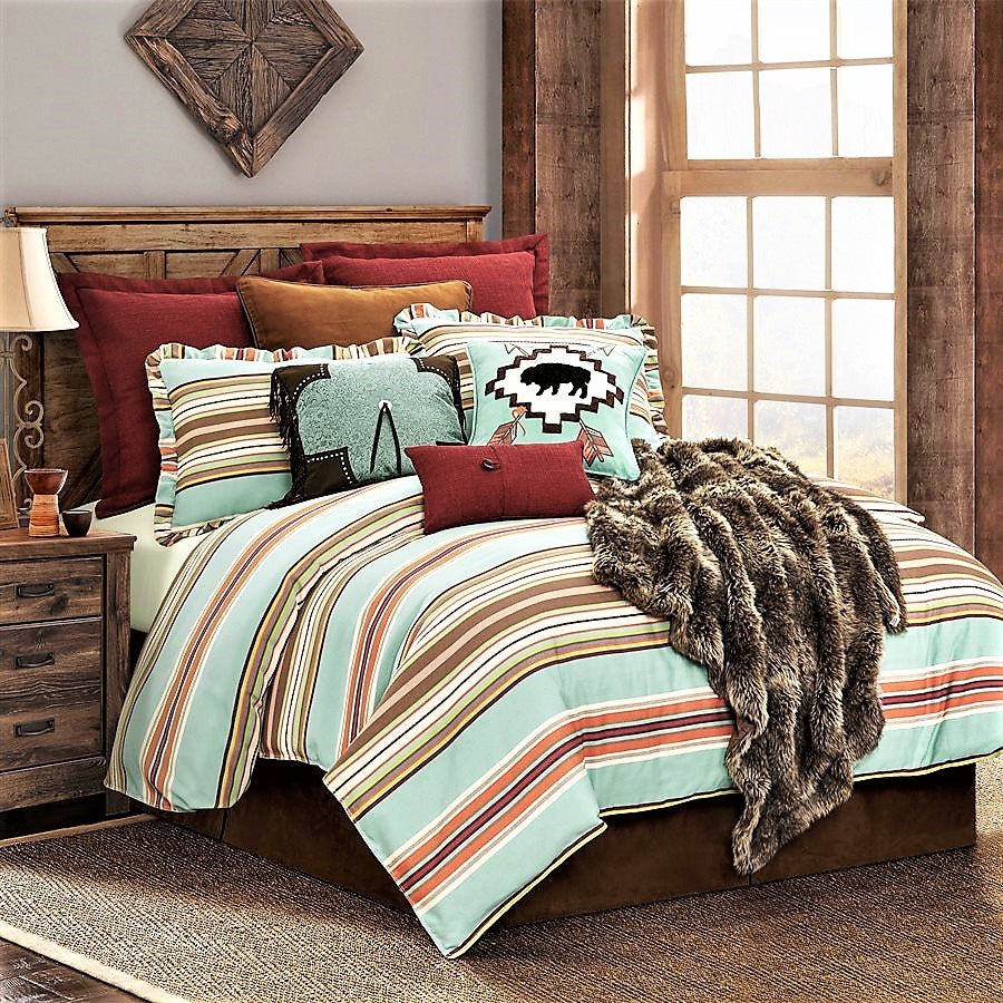Turquoise Serape Comforter Set, King