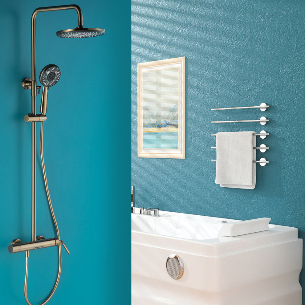 Trendy Design Multi-Function Complete Shower System With Rough-in Valve, Brushed