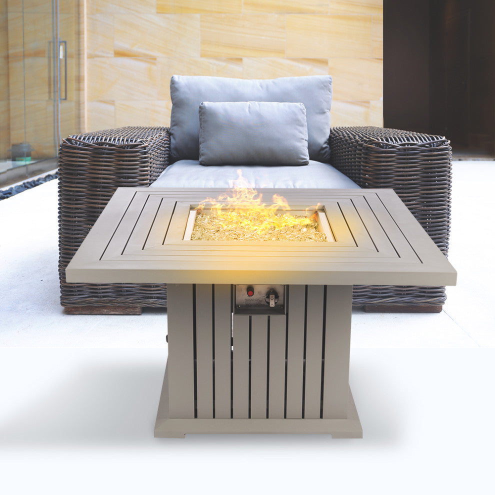 EvFires 43" Aluminum Fire Pit Table, Gray Fire Pit Only