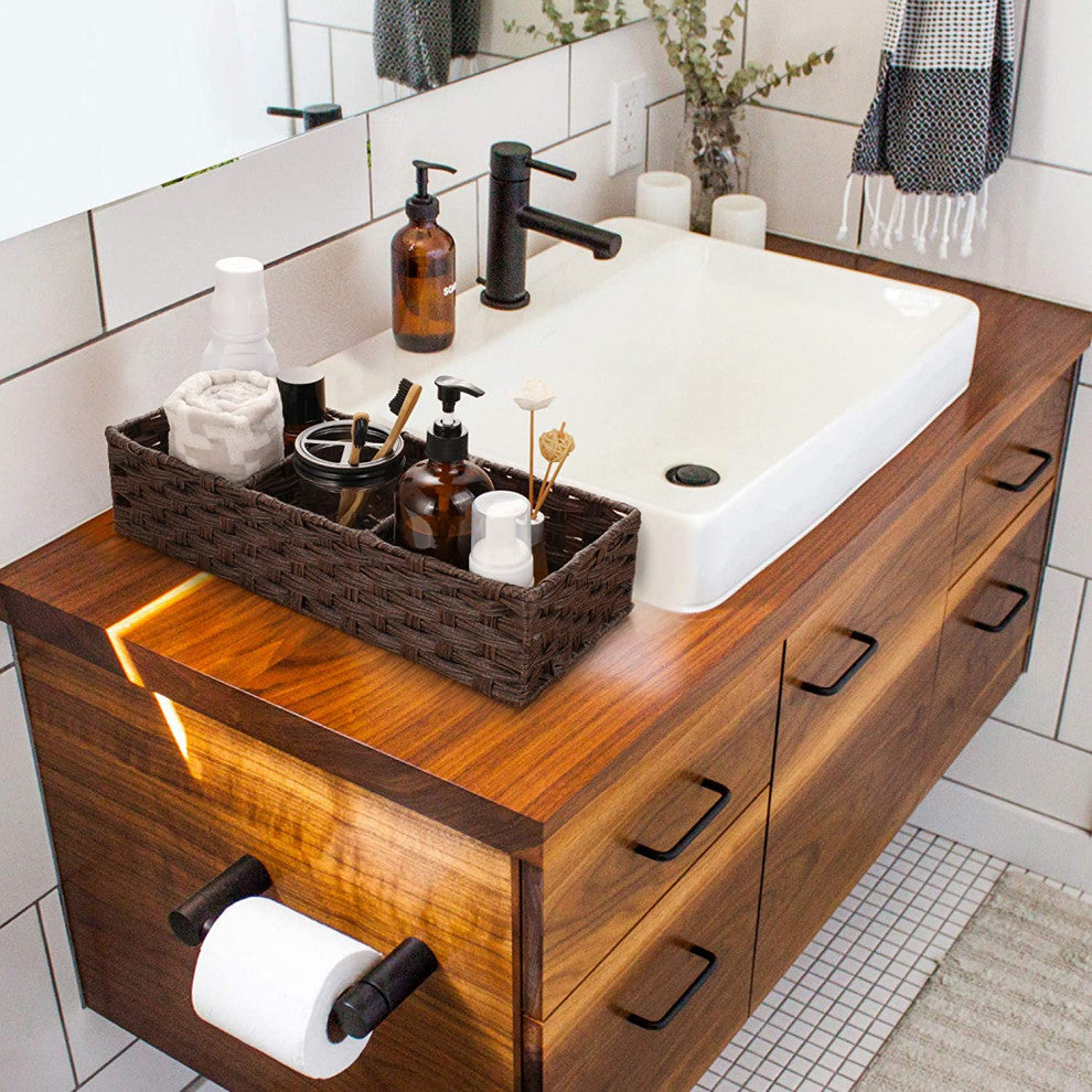 Toilet Paper Basket Hand-woven Basket, Storage Bin, Counter Vanity Organizer