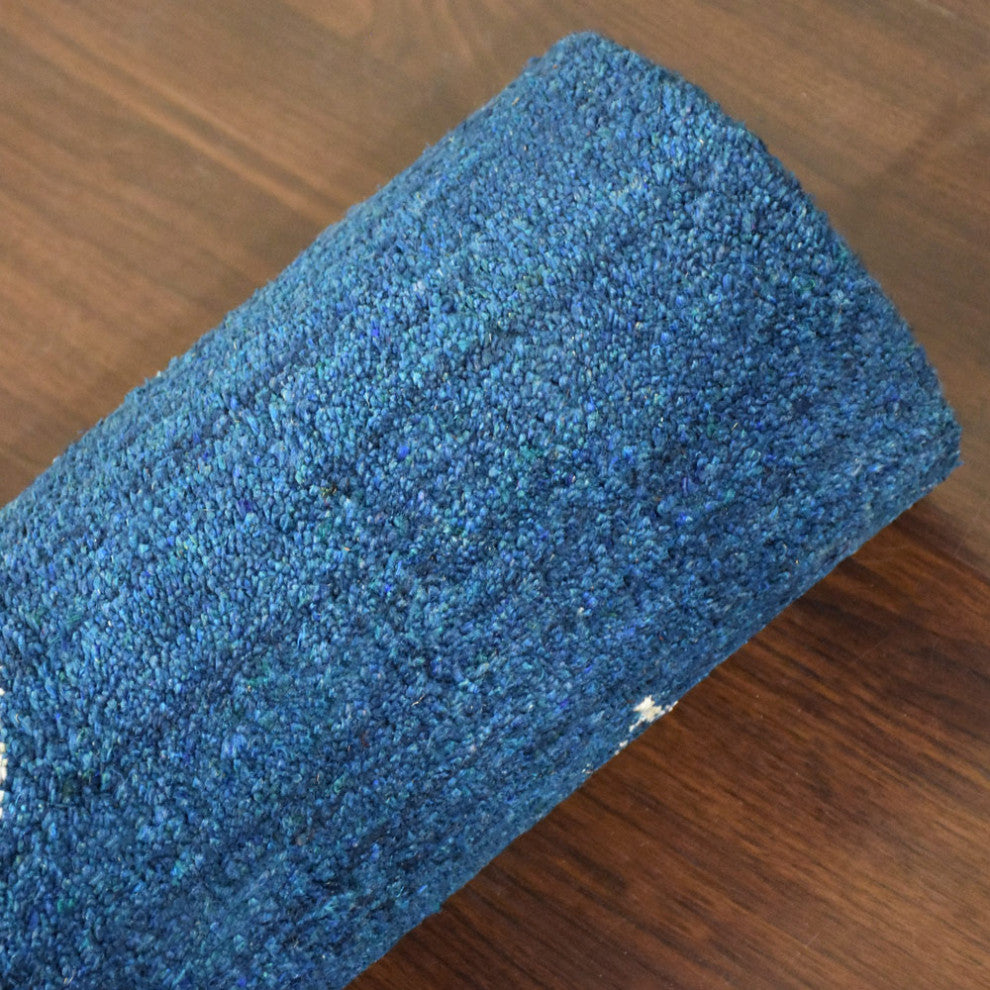 HAND KNOTTED LOOM SILK ECO-FRIENDLY RUGS-6'x9',Rectangle,Blue White,Contemporary