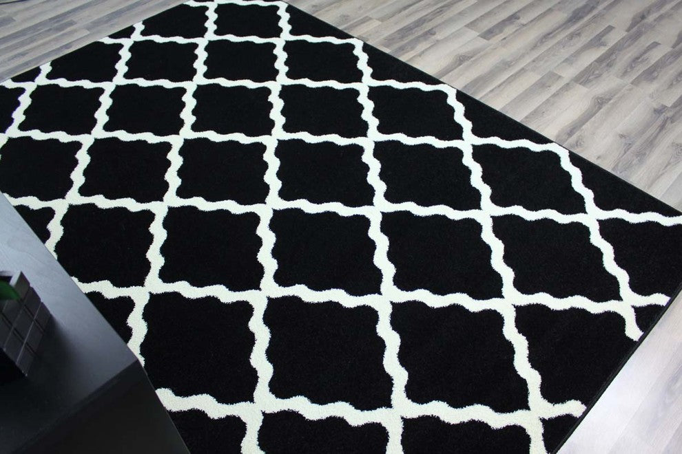 Metro Trellis Rug Black & White 7' 10'' X 9' 10''