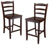 Benjamin Ladder Back 24" Counter Stool Set, Antique Walnut, Set of 2