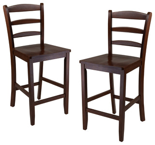 Benjamin Ladder Back 24" Counter Stool Set, Antique Walnut, Set of 2