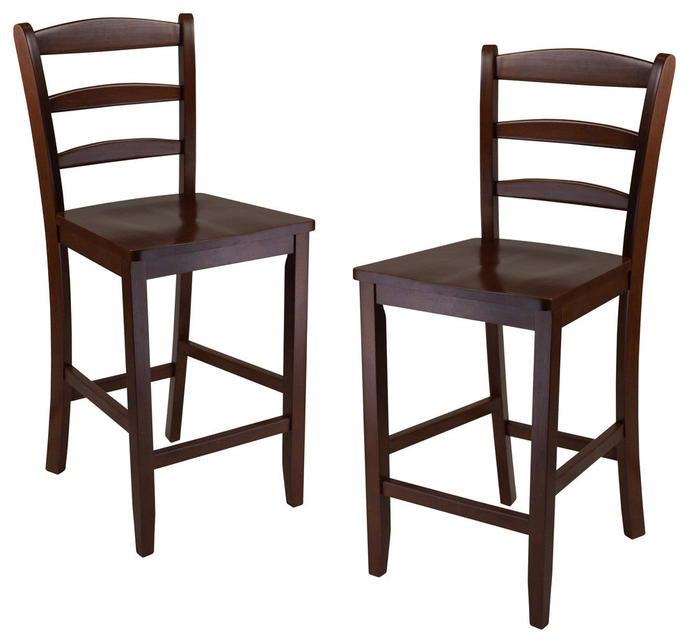 Benjamin Ladder Back 24" Counter Stool Set, Antique Walnut, Set of 2