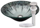Novatto Credere Artsy Glass Vessel Bath Sink and Drain, Brushed Nickel