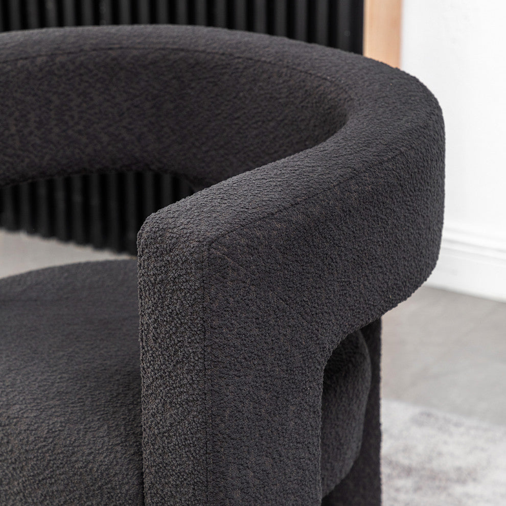 28" Wide Boucle Upholstered Square Armchair, Dark Gray
