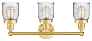 Edison Small Bell 3-Light 25" Bath Vanity Light, Satin Gold Finish, Seedy Shade