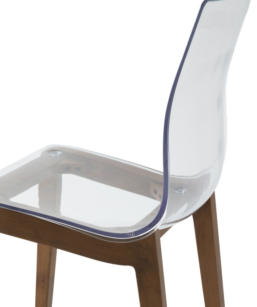 LeisureMod Marsden Modern Dining Side Chair With Beech Wood Legs, Walnut