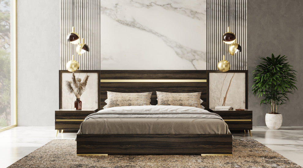 Nova Domus Velondra, Modern Eucalypto + Marble Bedroom Set, Queen