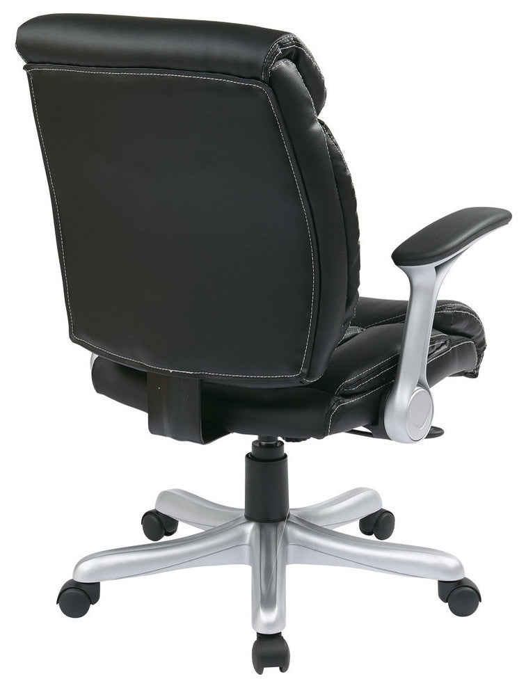 Executive Bonded Leather Chair, Silver/Black